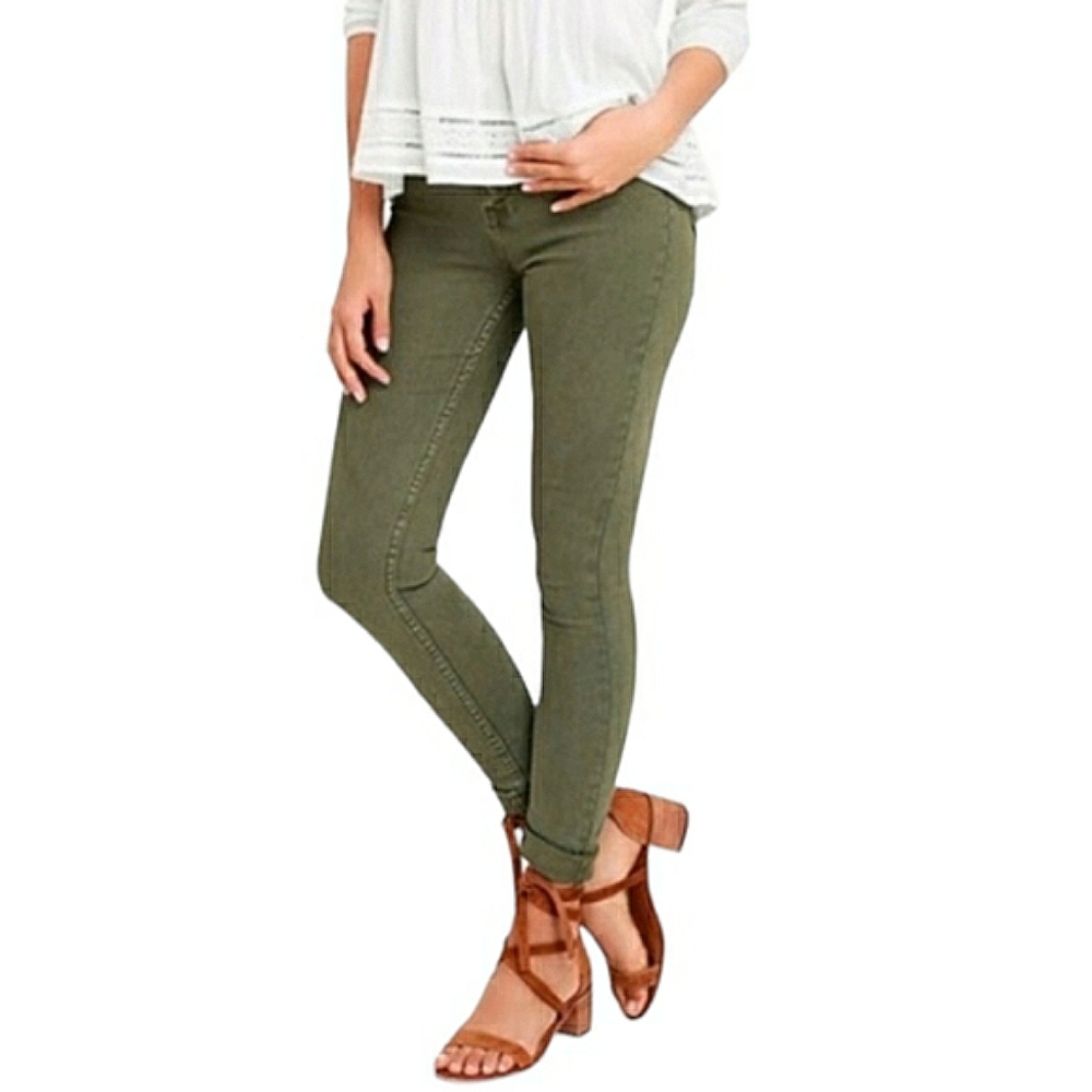 J. Crew Stretch Mid Rise Weathered Green Seam Detailing Skinny Denim Jeans 29